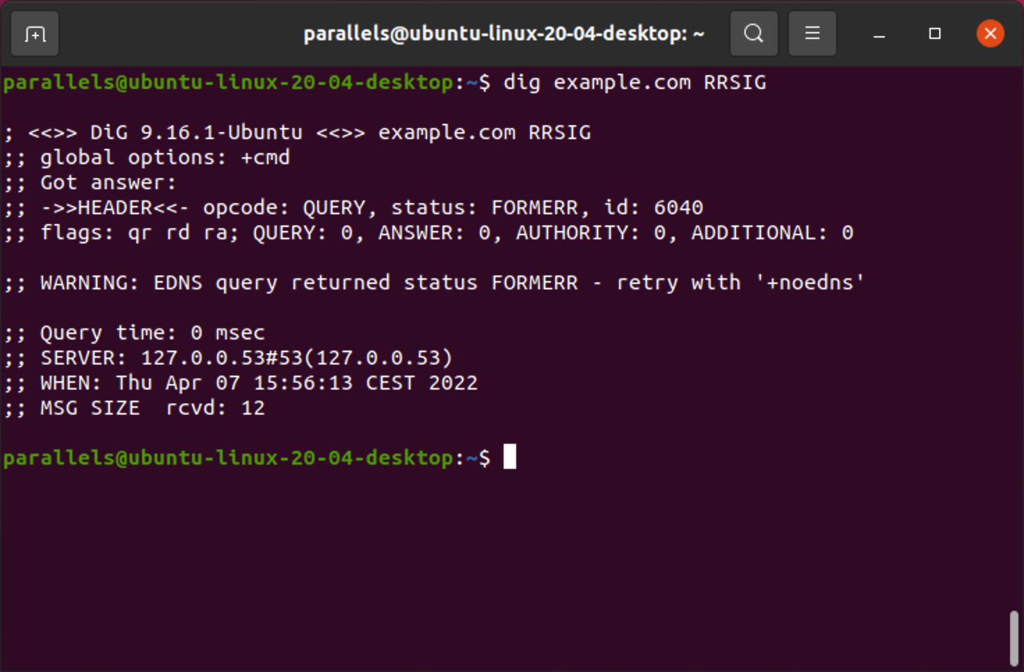 RRSIG lookup in Linux